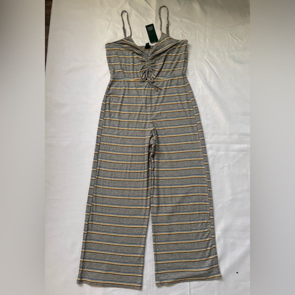 Wild Fable Gray and Yellow Striped Jumpsuit M